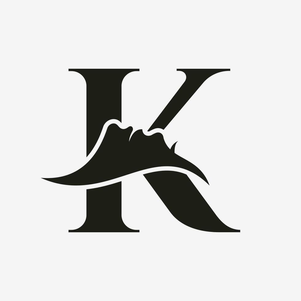 femme visage logo sur lettre k. beauté spa symbole avec femme visage icône vecteur