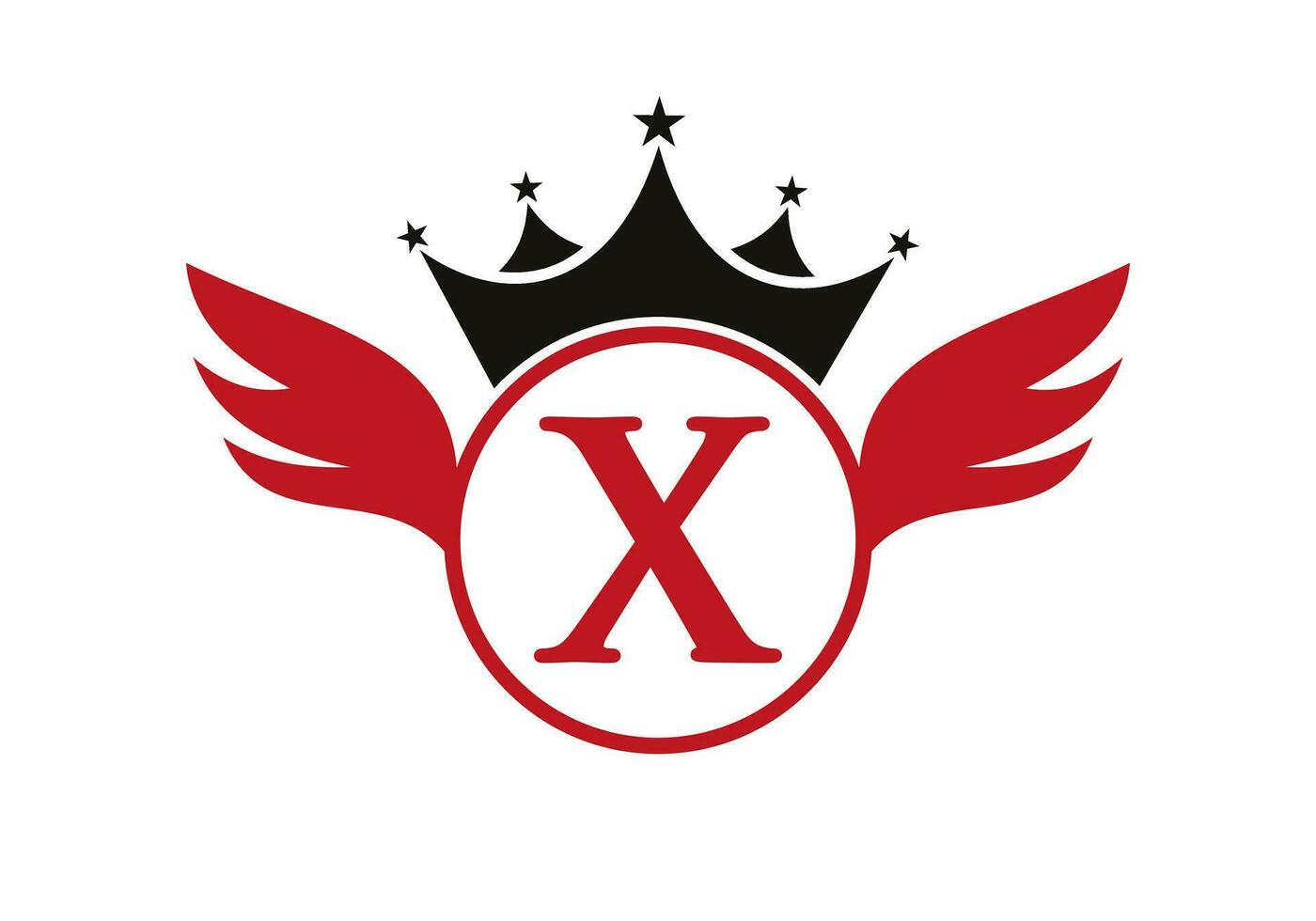 lettre X transport logo avec aile, bouclier et couronne icône. aile logo sur bouclier symbole vecteur