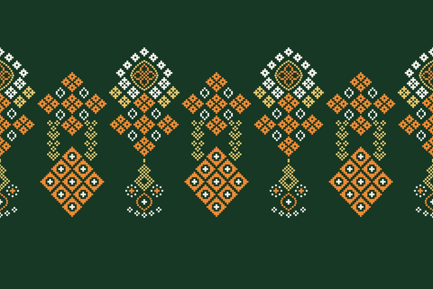 ethnique géométrique en tissu modèle traverser point.ikat broderie ethnique Oriental pixel modèle vert Contexte. abstrait, vecteur, illustration. texture, vêtements, cadre, décoration, motifs, soie fond d'écran. vecteur