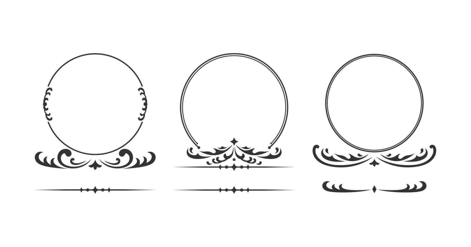 ancien or cercle monogramme rond frontière floral ornement vecteur