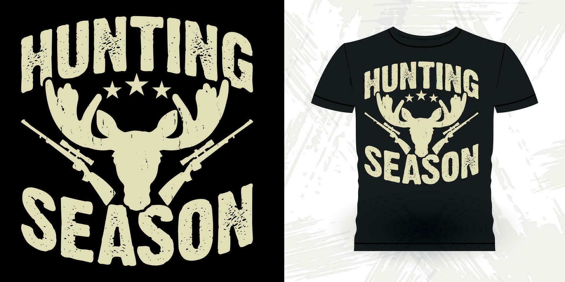 marrant chasseur rétro ancien cerf chasse T-shirt conception vecteur