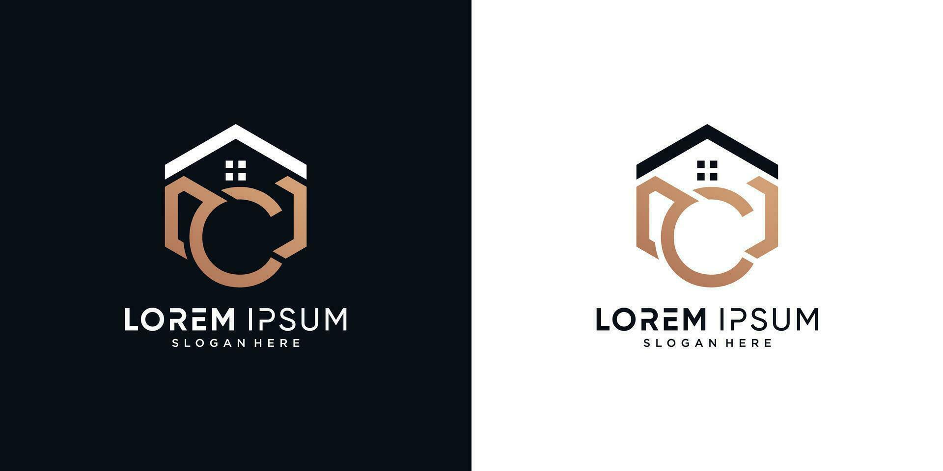 lettre c et maison logo conception vecteur illustration avec hexagone concept