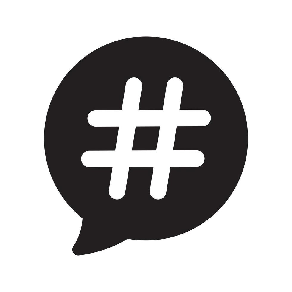 hashtag dans discours bulle ligne icône. hashtag signe symbole, Facile pictogramme. vecteur illustration isolé sur une blanc Contexte. vecteur signe pour mobile app et la toile des sites.