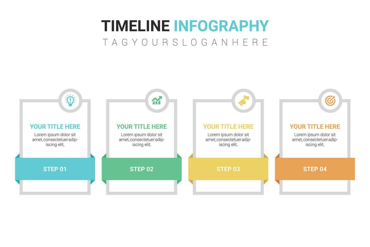 linéaire chronologie infographie avec coloré présentation 4 étape modèle vecteur