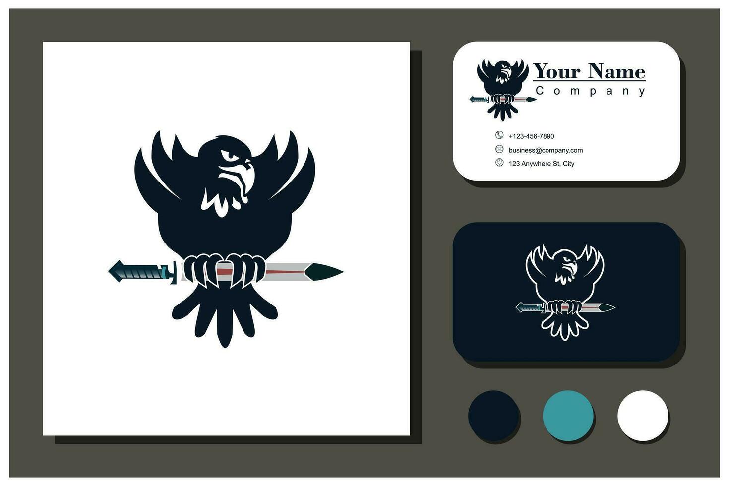 oiseau et épée logo concept vecteur