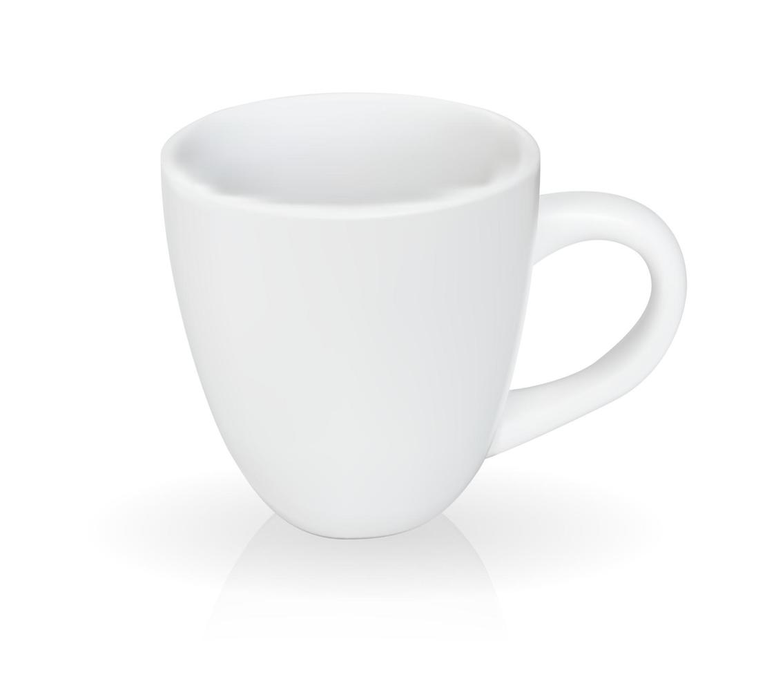 modèle 3d réaliste de tasse de couleur blanche. illustration vectorielle. vecteur