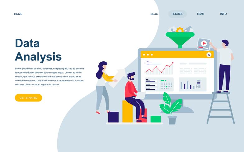 Modèle de conception de page Web moderne et plat pour audit, analyse de données vecteur