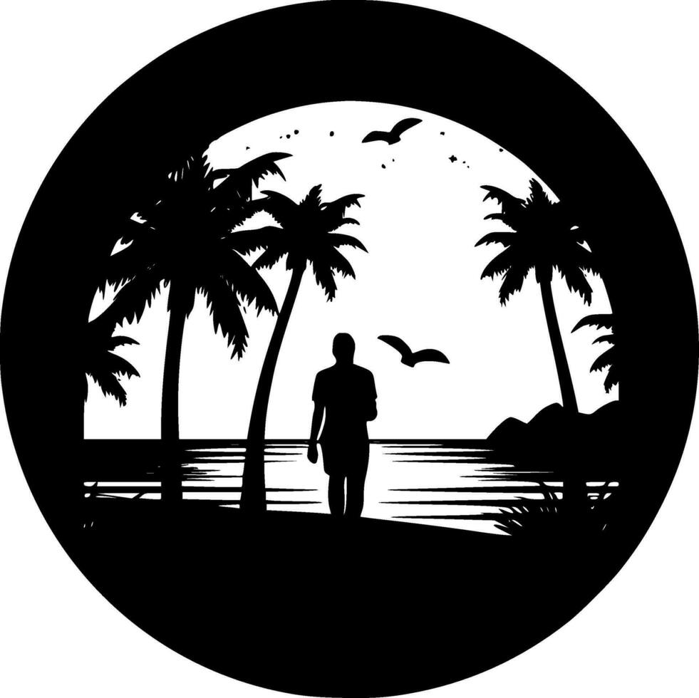 plage - minimaliste et plat logo - vecteur illustration