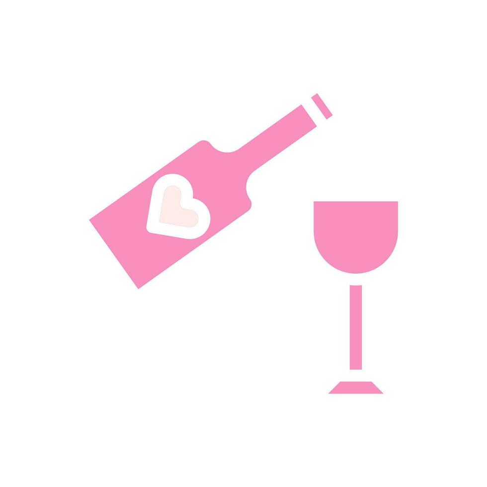 du vin l'amour icône solide rose blanc style Valentin illustration symbole parfait. vecteur