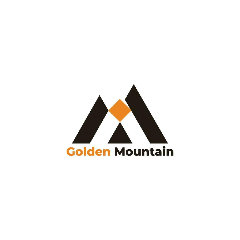 Facile géométrique d'or Montagne Triangle ligne logo vecteur