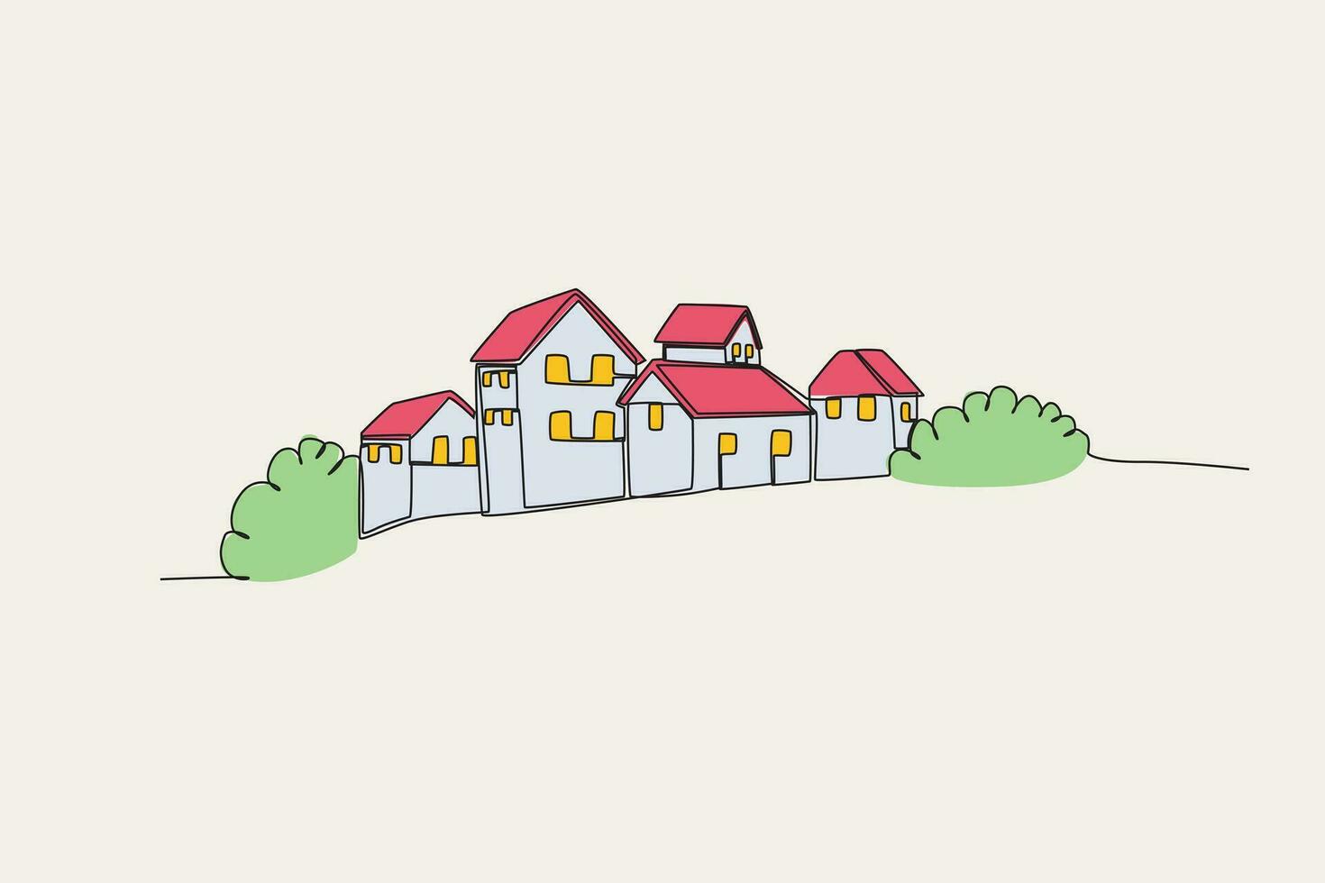 coloré illustration de une magnifique village vecteur