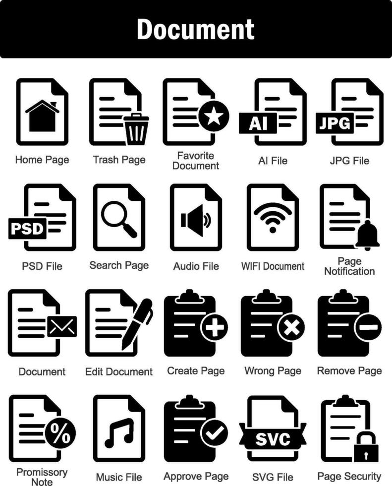 une ensemble de 20 document Icônes comme Accueil page, poubelle page, préféré document vecteur