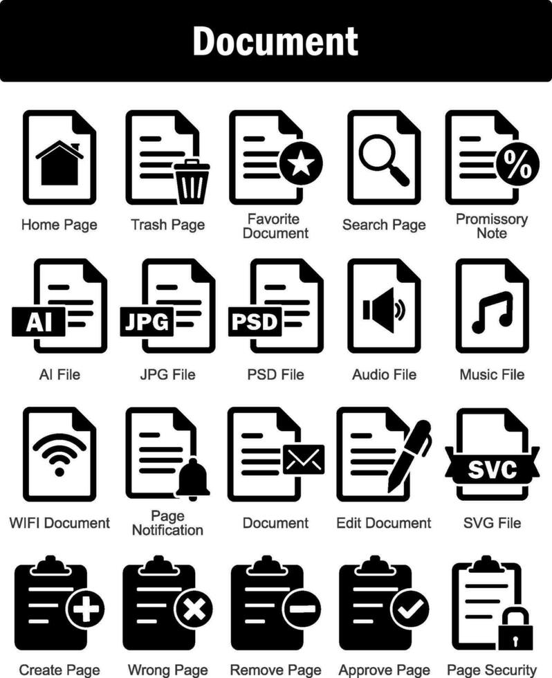 une ensemble de 20 document Icônes comme Accueil page, poubelle page, préféré document vecteur