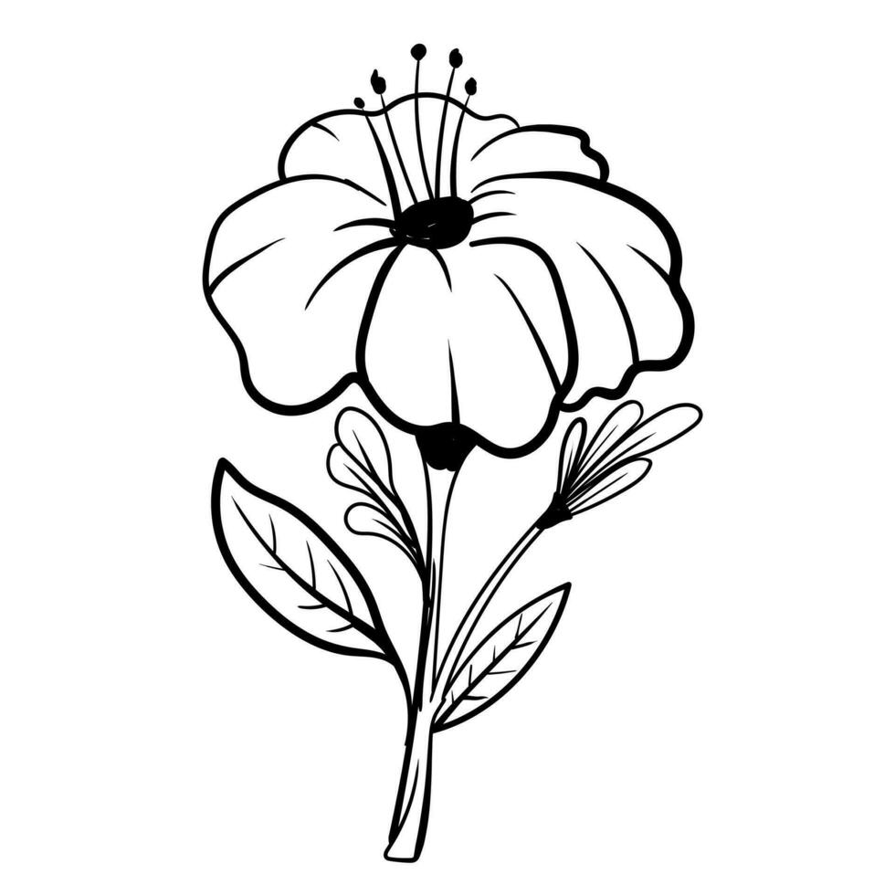 contour main tiré décoratif floral branche et minimaliste feuilles pour logo ou tatouage. main tiré ligne mariage herbe, élégant fleurs sauvages. minimal ligne art dessin pour imprimer, couverture ou fond d'écran vecteur