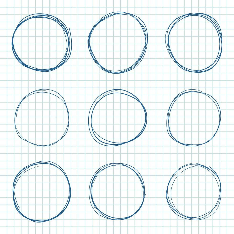 cercle ligne esquisser icône dans main tiré style. circulaire griffonner griffonnage vecteur illustration sur isolé Contexte. crayon ou stylo bulle signe affaires concept.