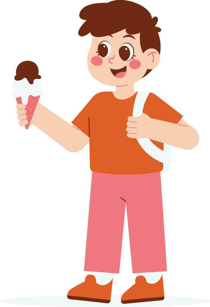 content Jardin d'enfants manger la glace crème illustration vecteur