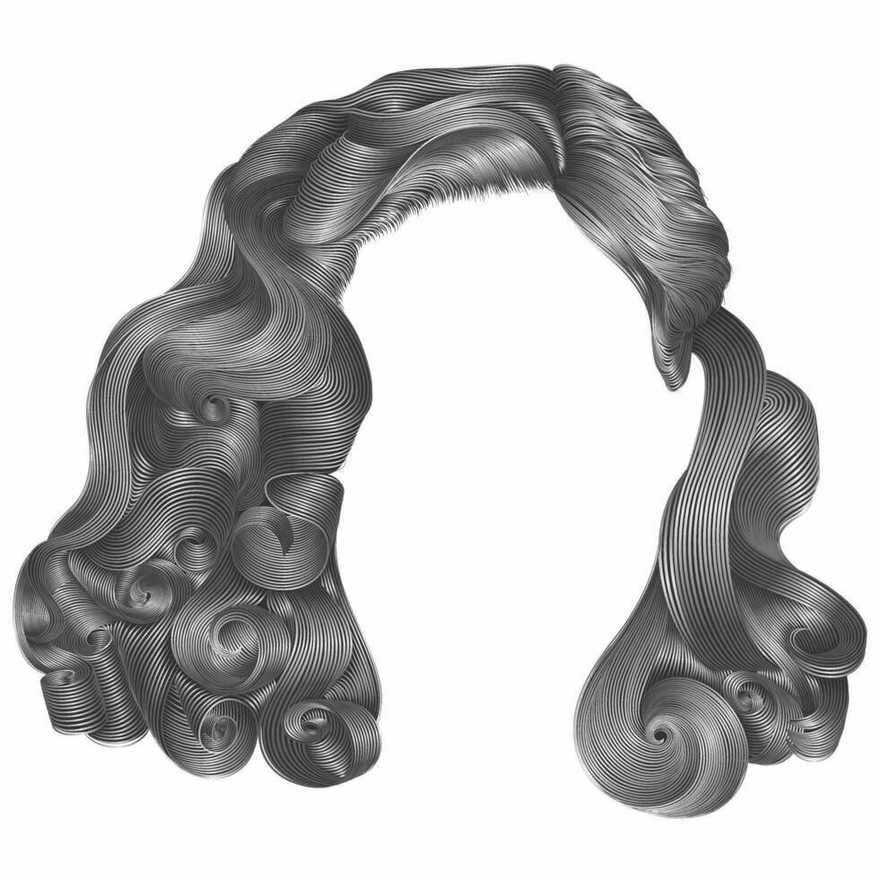 branché femme court Cheveux gris couleurs .la frange. mode beauté rétro style . réaliste 3d . vecteur