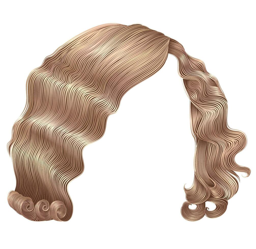 femme Cheveux kare blond couleurs . beauté mode . rétro style boucles . réaliste 3d . vecteur