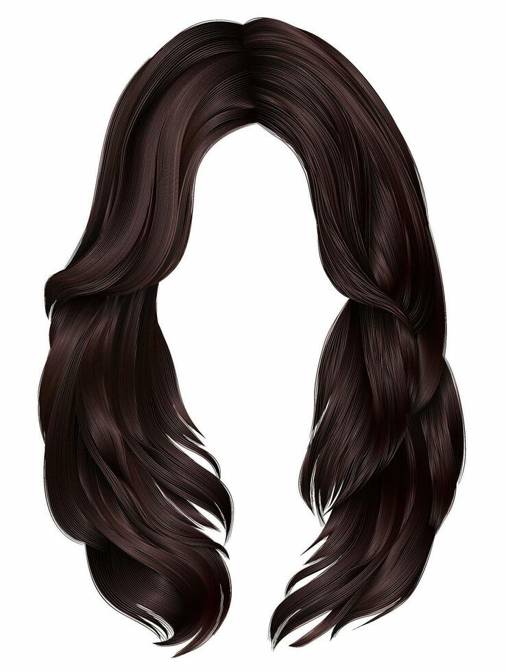 femme à la mode cheveux longs brune brune brune couleurs.beauté mode. graphique 3d réaliste vecteur