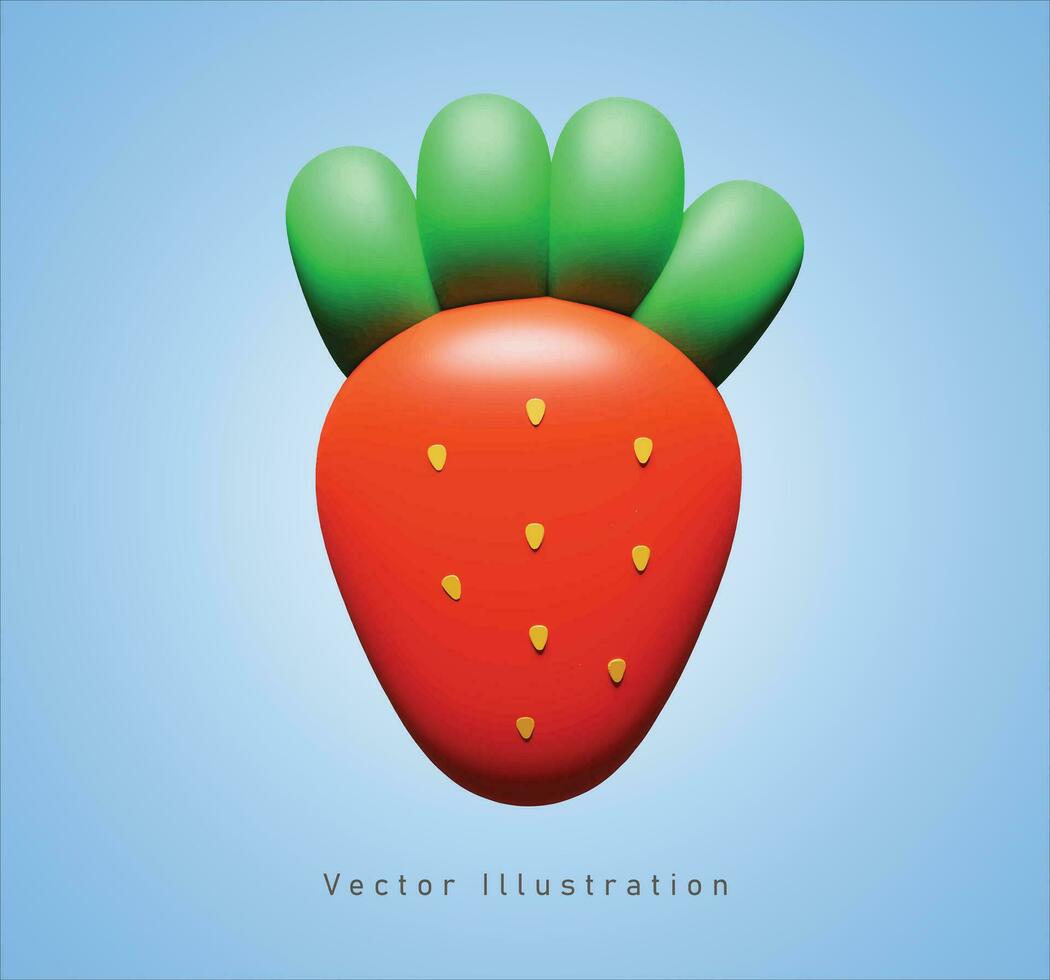 fraise dans 3d vecteur illustration