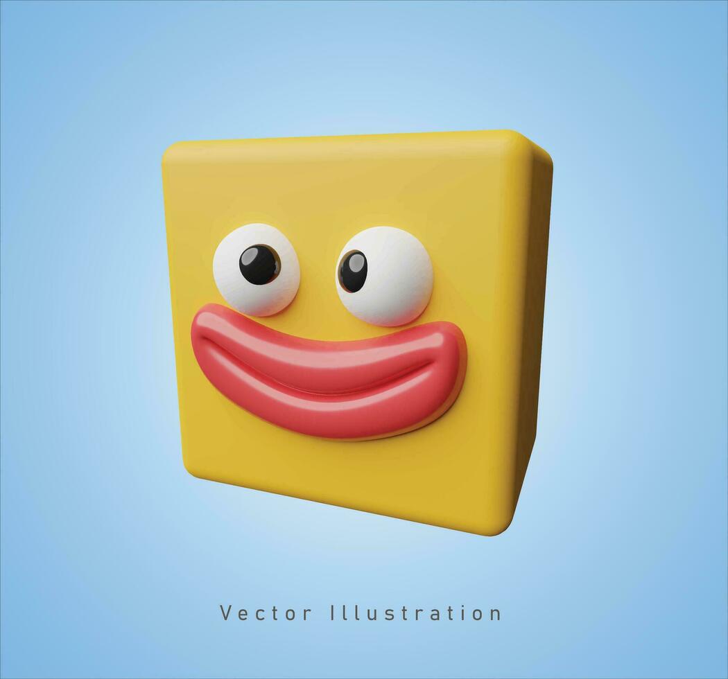 Jaune boîte avec pitre visage dans 3d vecteur illustration