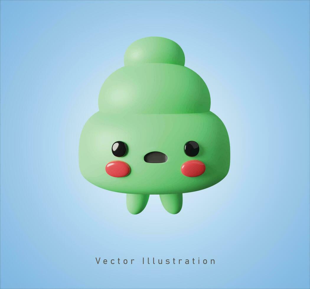 mignonne vert personnage dans 3d vecteur illustration