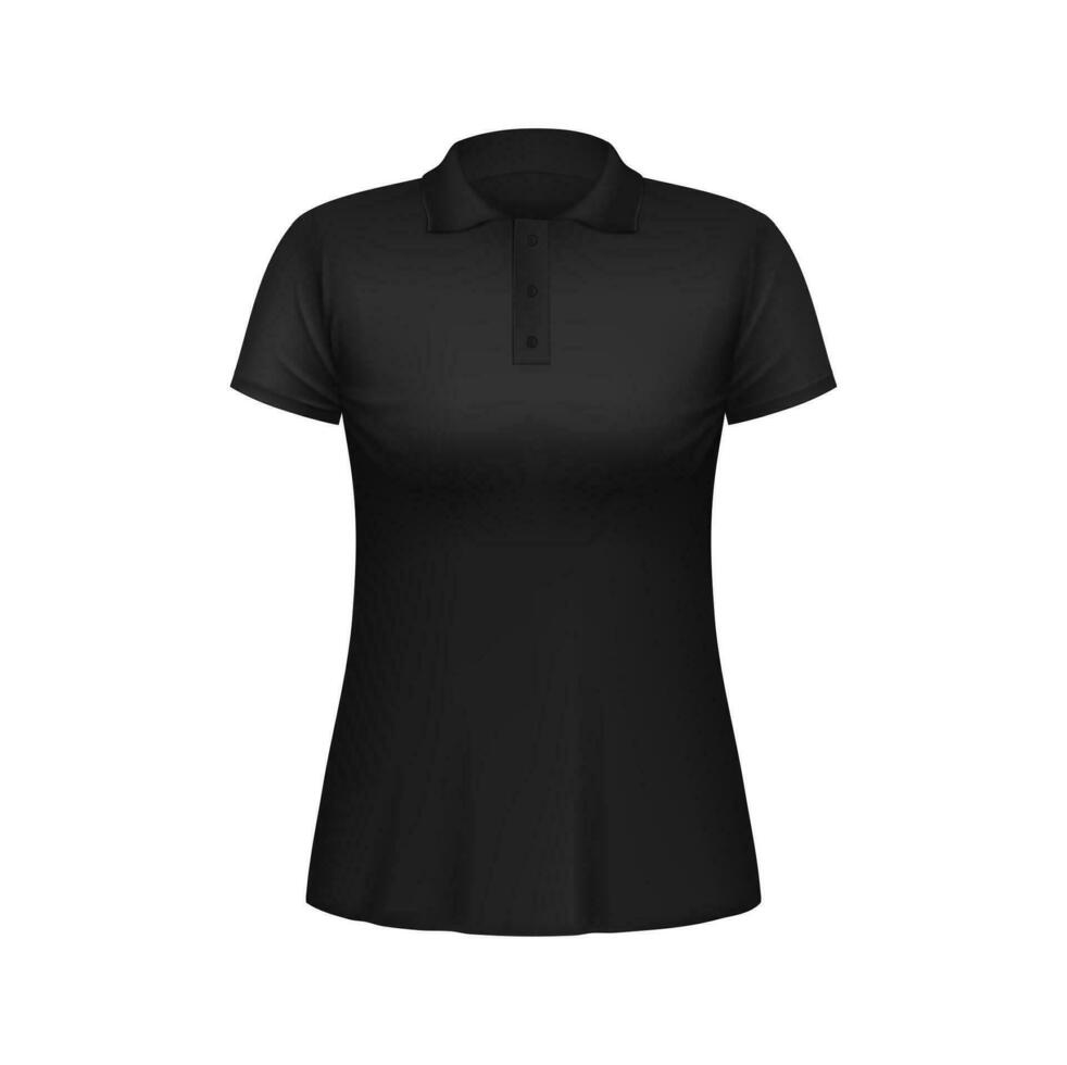 noir polo chemise pour femmes, fabriqué de coton en tissu vecteur