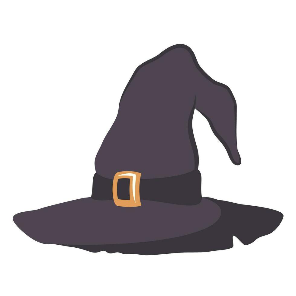 griffonnage main tiré sorcière chapeau isolé. dessin animé violet chapeau pour décoration Halloween faire la fête, vacances, fête conception. vecteur plat illustration