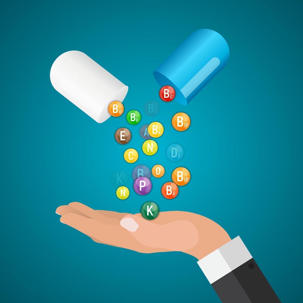 complexe de vitamines et d'antioxydants. illustration vectorielle vecteur