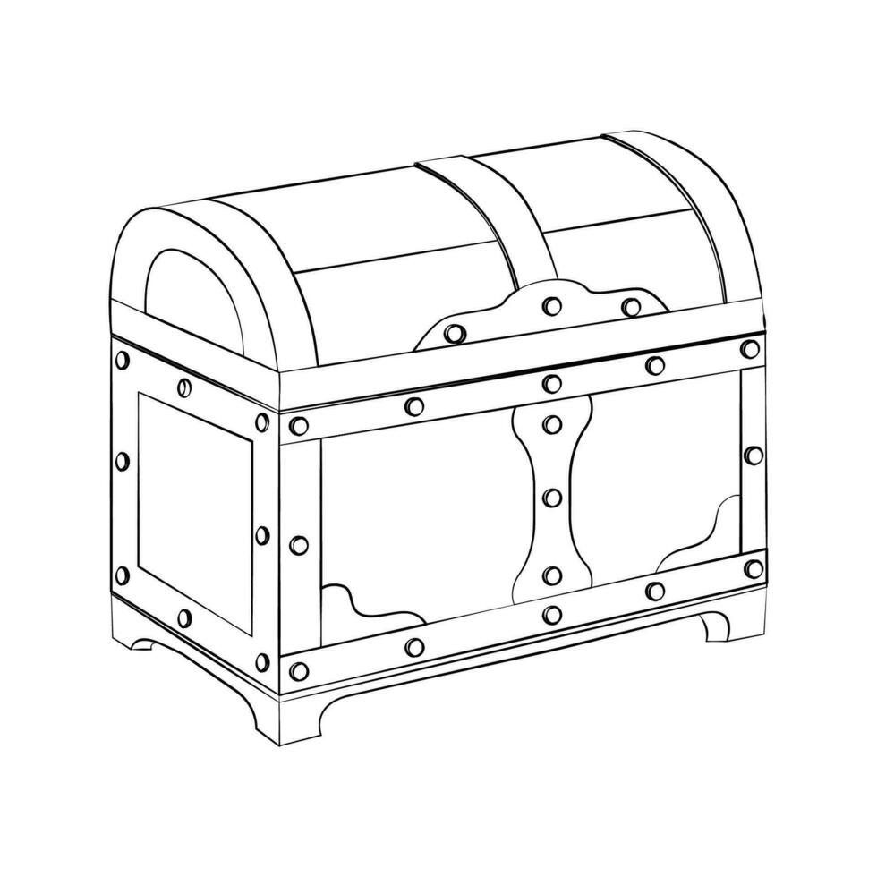 poitrine Facile linéaire icône. en bois poitrine avec métal les pièces. pour stockage, des économies, des choses ou argent vecteur