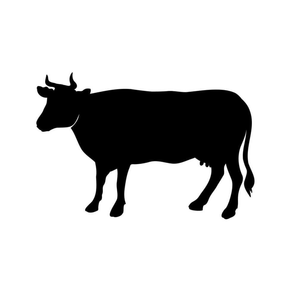 vache silhouette icône. vache avec cornes et noir pis. pour laitier des produits, contient Lait ou agriculture vecteur