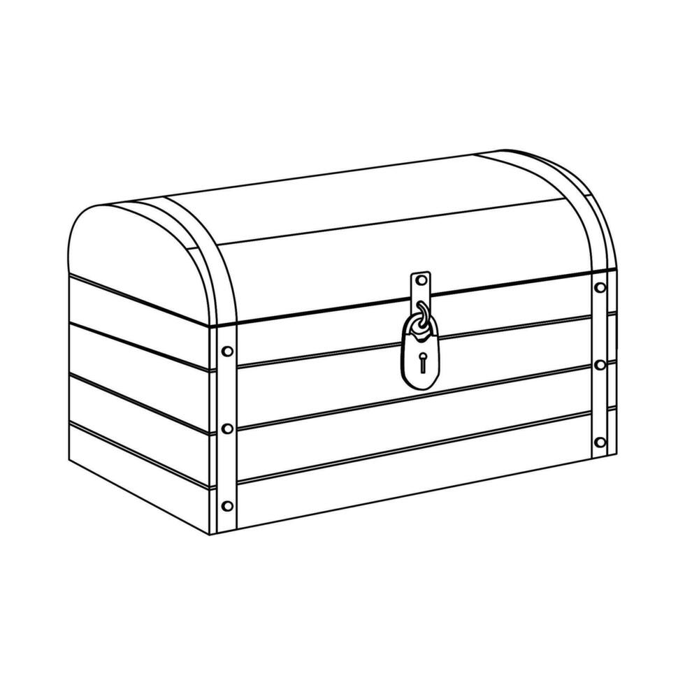 poitrine Facile linéaire icône. en bois boîte avec une cadenas. pour stockage, des économies, des choses ou argent vecteur