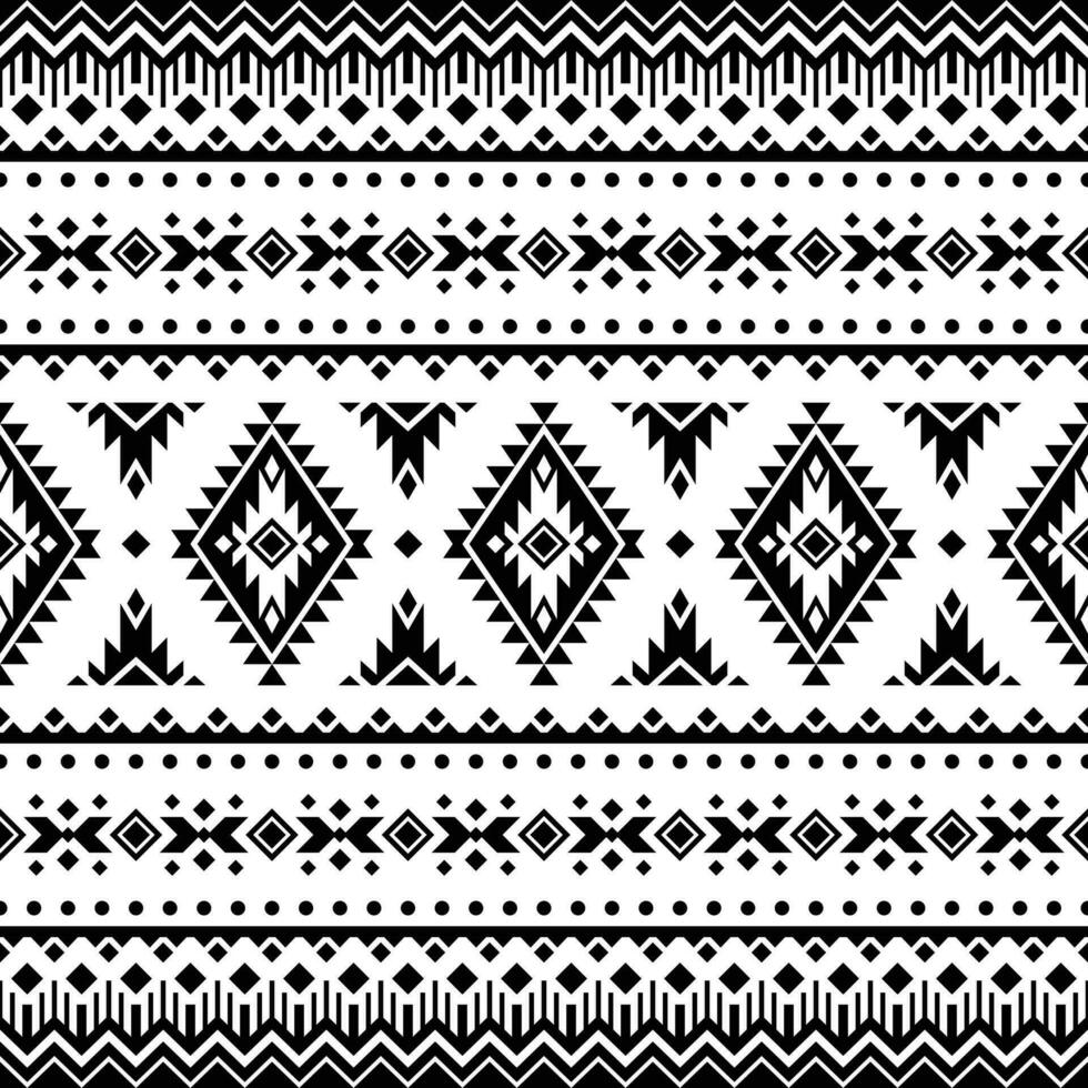 originaire de américain géométrique avec Triangle et rectangle. ethnique modèle. style de sans couture navajo tribu. noir et blanc couleurs. conception pour textile, tissu, vêtements, rideau, tapis, ornement, Contexte. vecteur