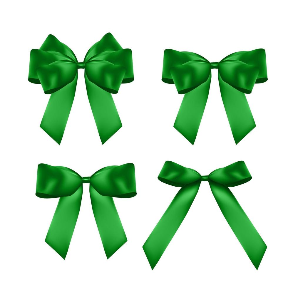 ensemble de collection d'arcs verts décoratifs. Illustration vectorielle réaliste 3D vecteur