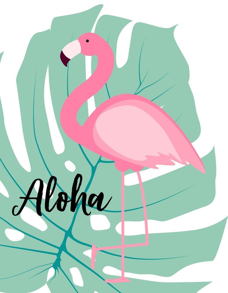 illustration vectorielle mignon flamant rose été fond vecteur