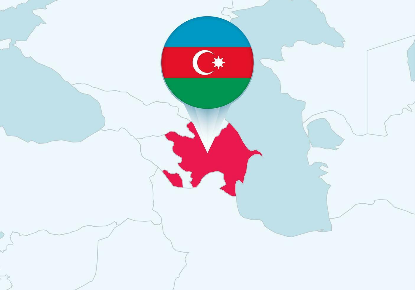 L'Europe  avec choisi Azerbaïdjan carte et Azerbaïdjan drapeau icône. vecteur