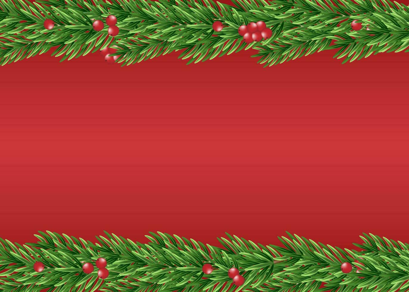 Contexte avec bordure de réaliste à la recherche Noël arbre branches décoré avec baies et Noël arbre branches. Noël bannière. vecteur