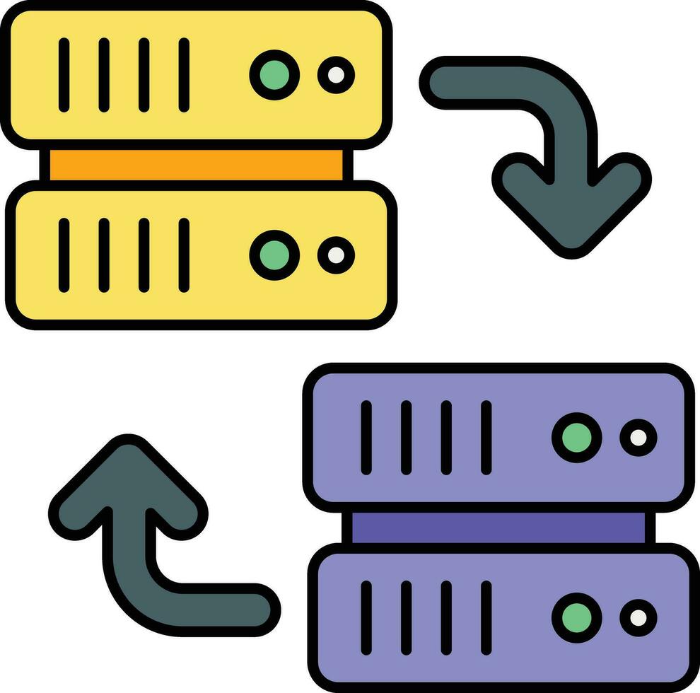 serveur transfert Couleur contour icône conception style vecteur