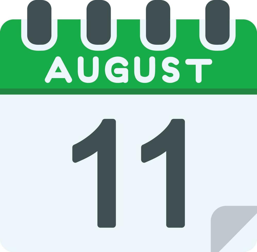 11 août plat icône vecteur
