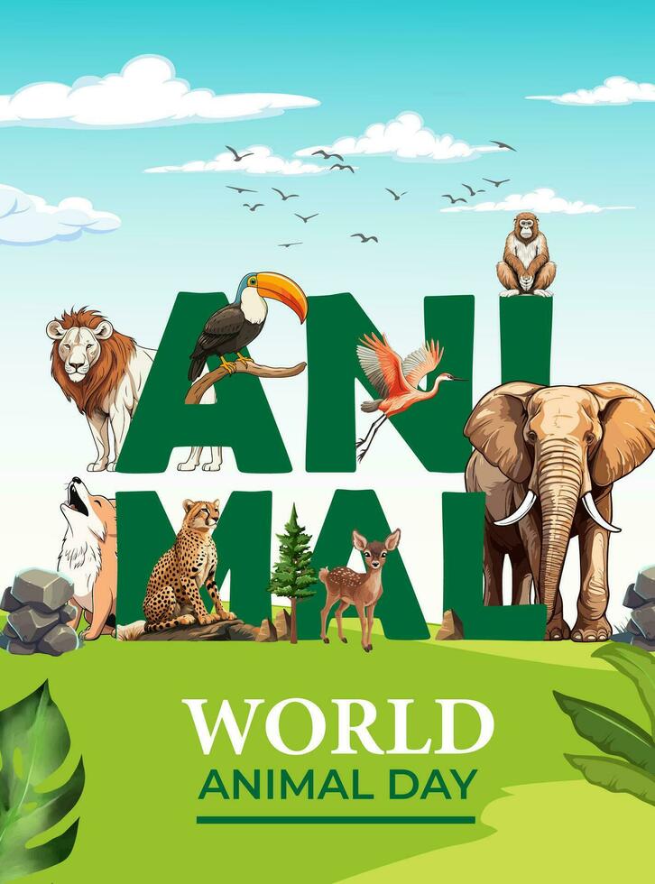 monde animal journée faune illustration vecteur modèle