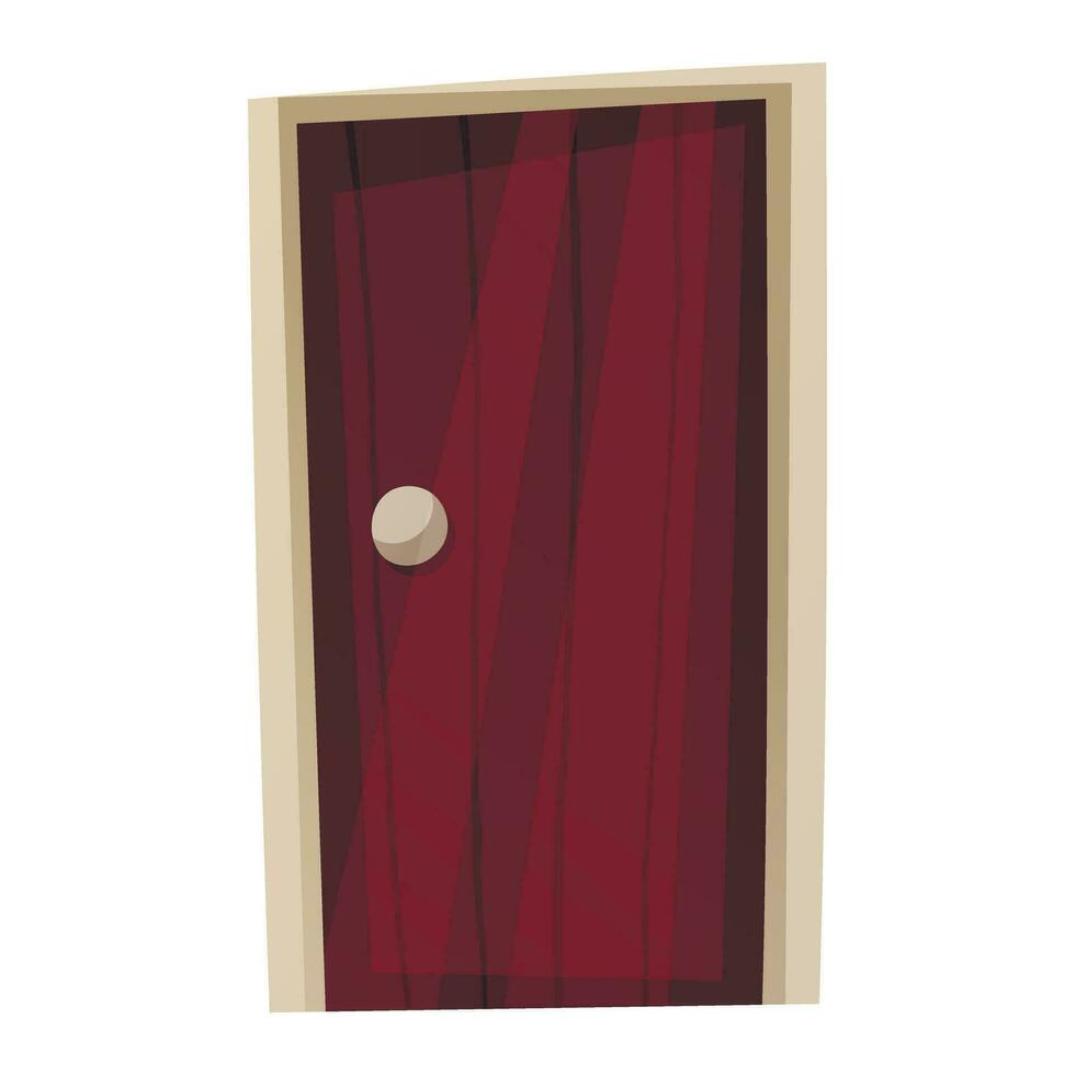 illustration vectorielle isolée de porte fermée en bois de dessin animé. vecteur