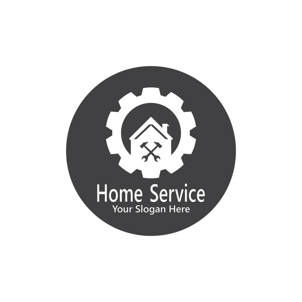 Accueil un service construction logo vecteur modèle
