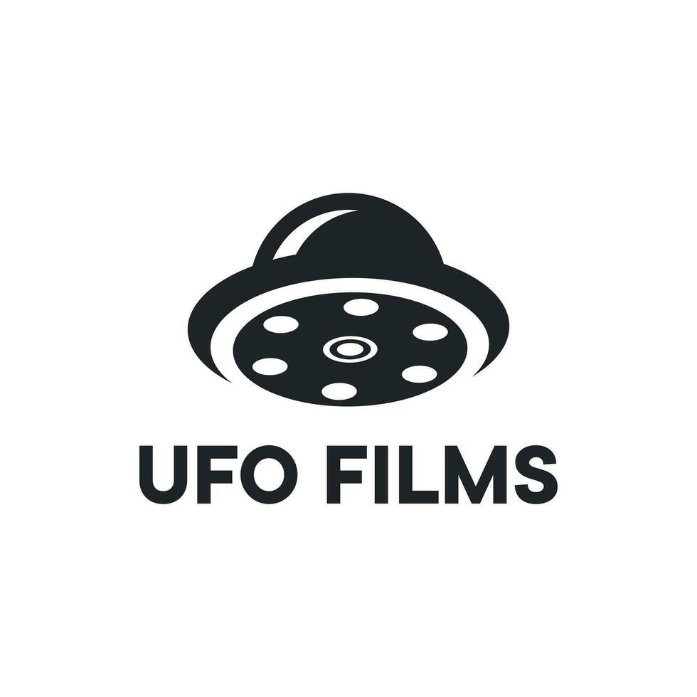 unique logo combinaison de OVNI et film rouleau. vecteur