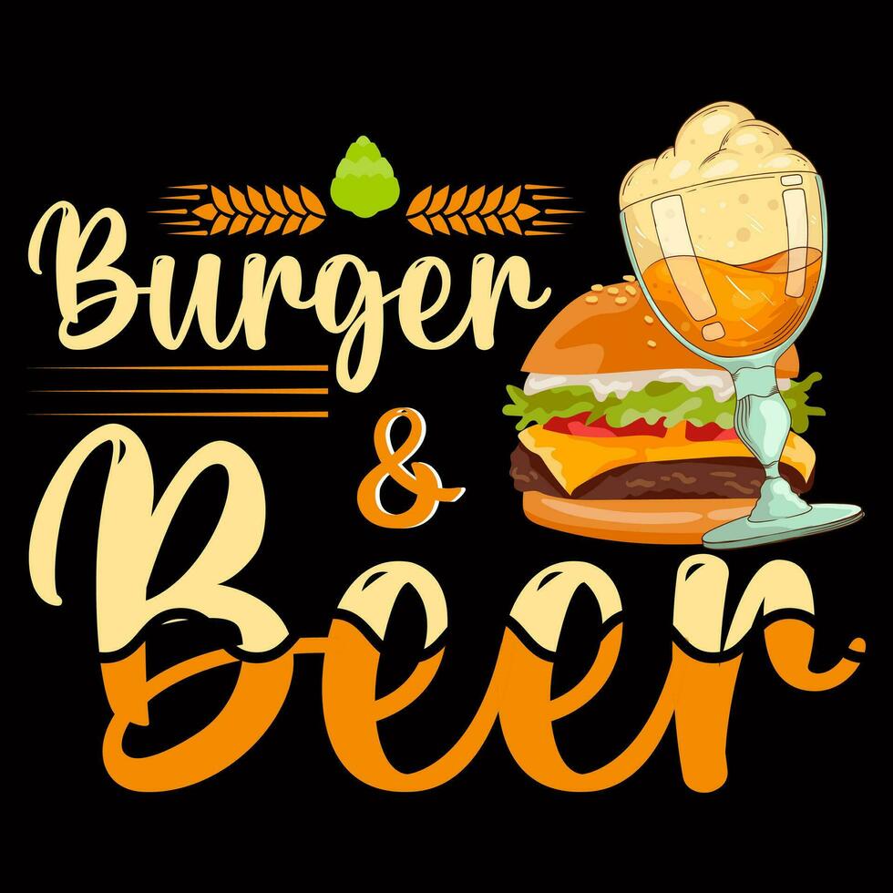 Burger et Bière T-shirt conception vecteur