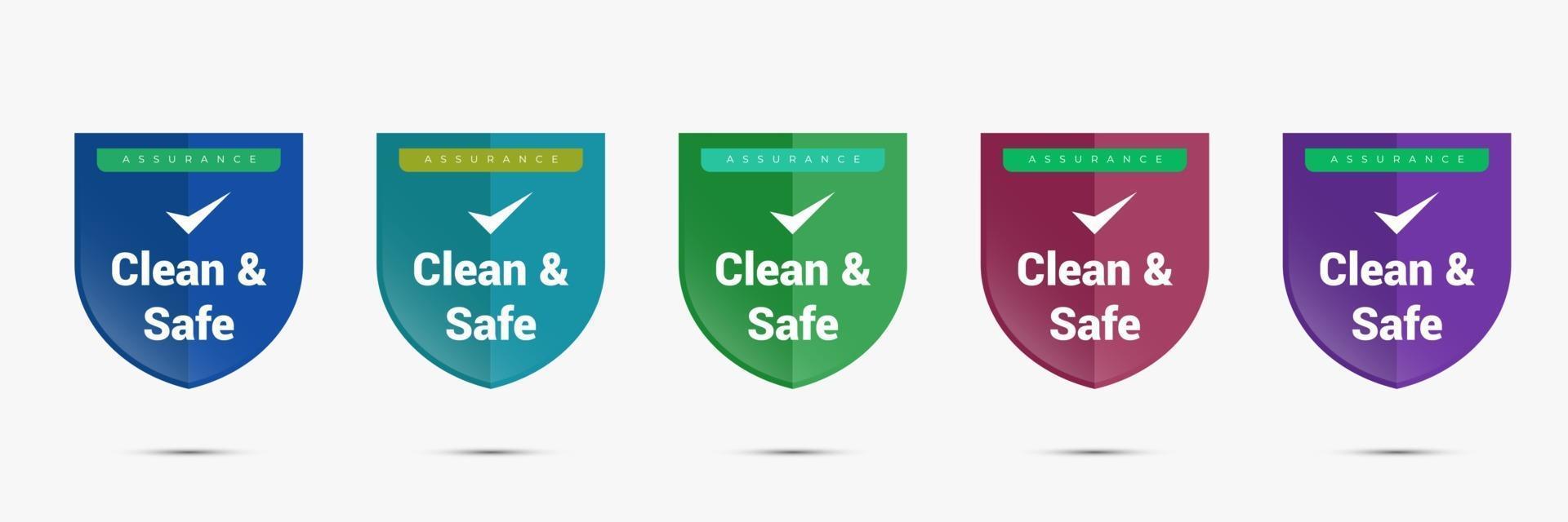 conception de badge d'assurance propre et sûre. modèle de logo d'emblème de sécurité. illustration vectorielle d'icône propre. vecteur