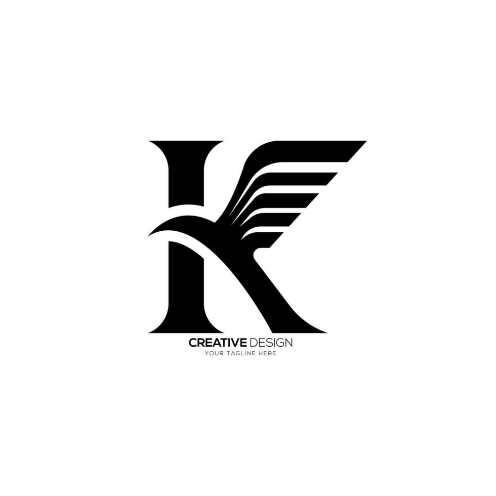 lettre k avec Aigle ailes moderne unique Nouveau formes alphabet monogramme abstrait logo vecteur