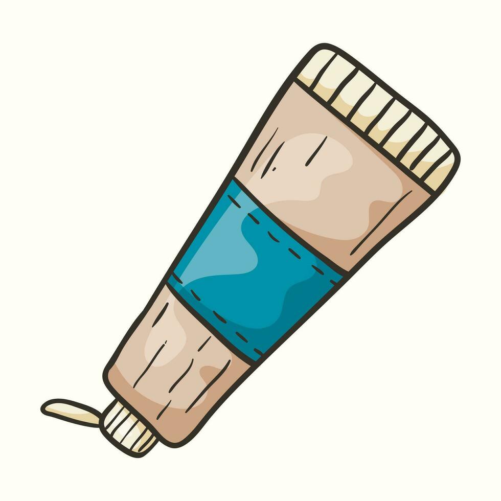 illustration vectorielle isolée doodle d'un tube de crème ou de dentifrice. vecteur