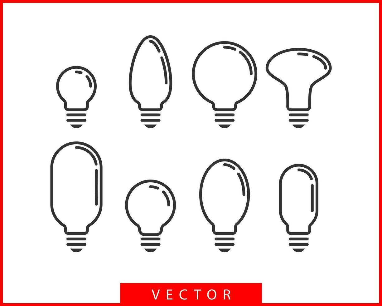 vecteur d'icône d'ampoule. concept de logo d'idée d'ampoule. définir l'élément de conception web icônes électricité lampes. lumières led silhouette isolée.