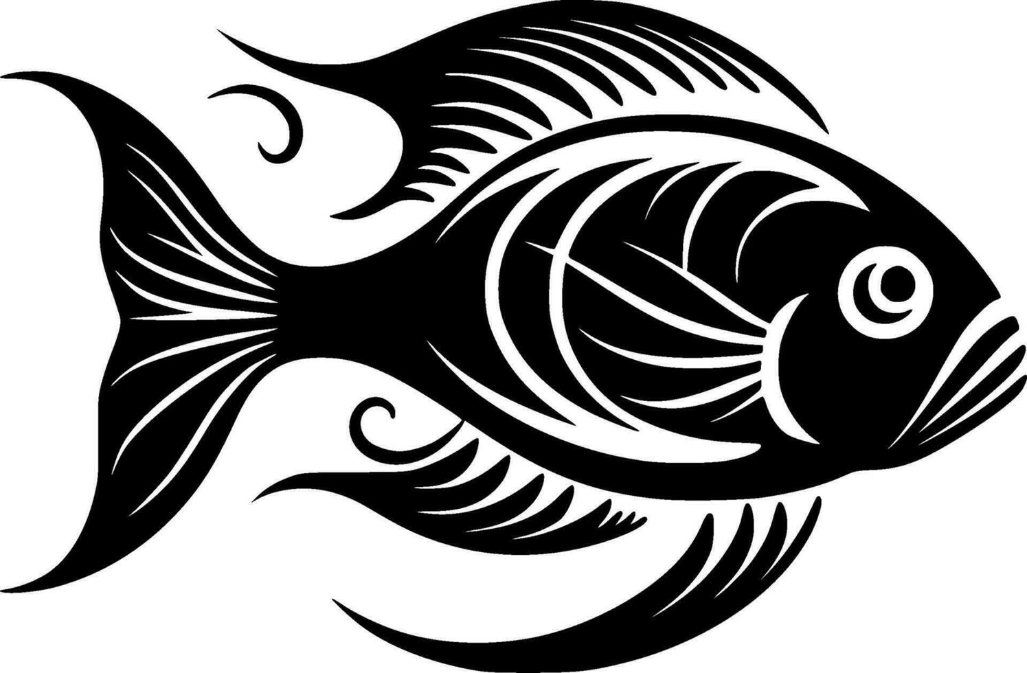 poisson - noir et blanc isolé icône - vecteur illustration