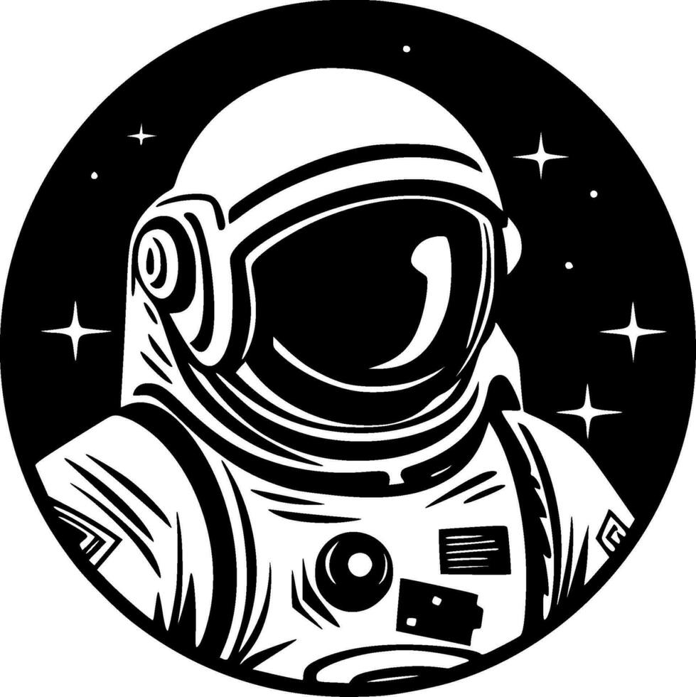 astronaute - noir et blanc isolé icône - vecteur illustration